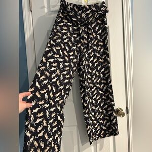 Ann Taylor Navy and Cream Leopard Resort Pants Size M